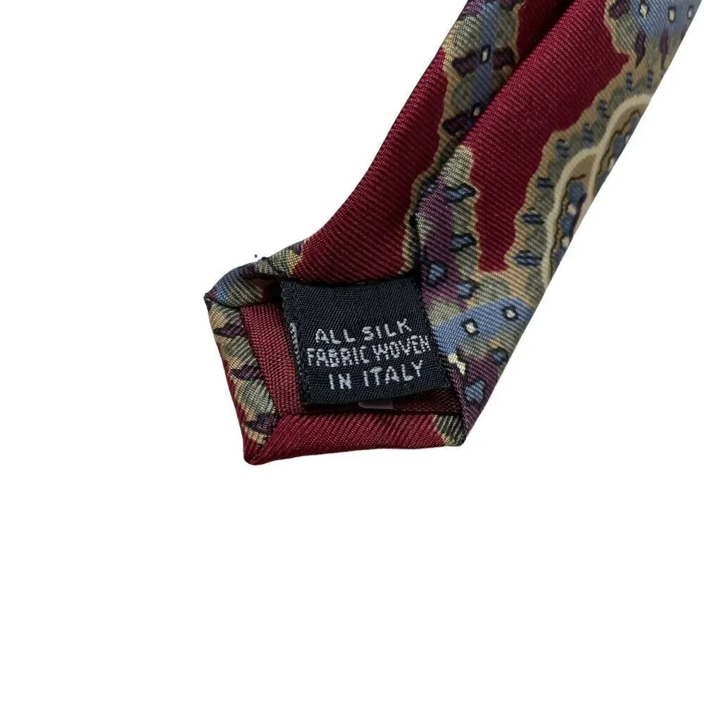 Christian Dior Tie Men's Necktie Silk Maroon Paisley Made in USA